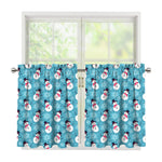 Snowman And Snowflake Pattern Print Tier Curtains