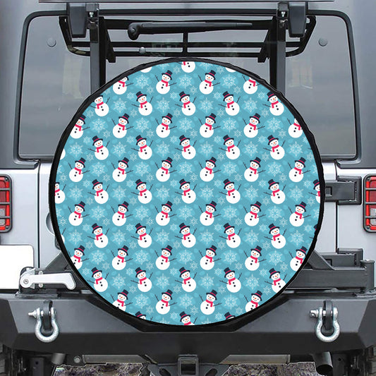 Snowman And Snowflake Pattern Print Tire Cover
