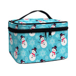 Snowman And Snowflake Pattern Print Travel Makeup Bag