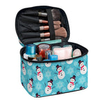 Snowman And Snowflake Pattern Print Travel Makeup Bag