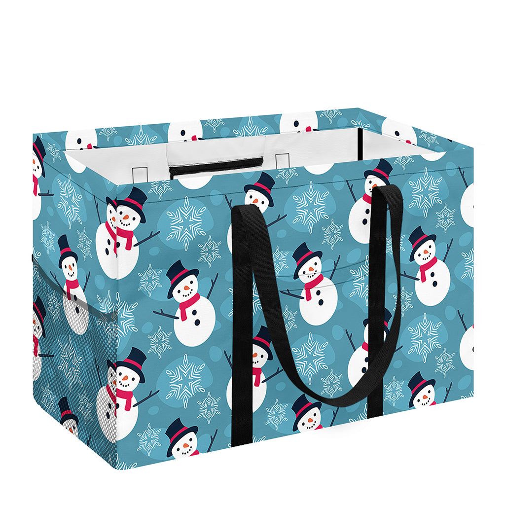 Snowman And Snowflake Pattern Print Utility Tote Bag