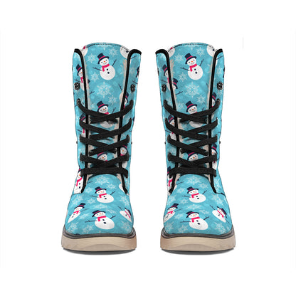 Snowman And Snowflake Pattern Print Winter Boots