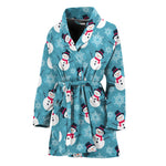 Snowman And Snowflake Pattern Print Women's Bathrobe
