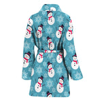 Snowman And Snowflake Pattern Print Women's Bathrobe