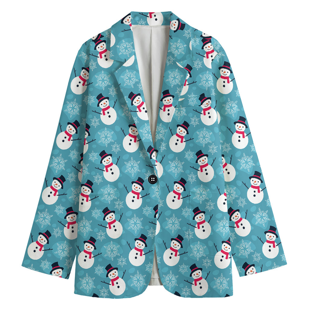 Snowman And Snowflake Pattern Print Women's Blazer
