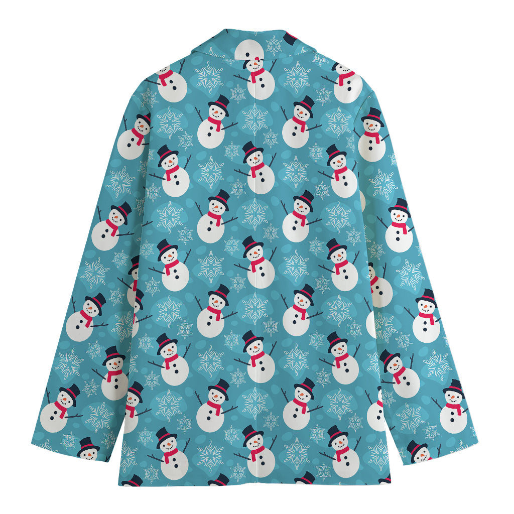 Snowman And Snowflake Pattern Print Women's Blazer