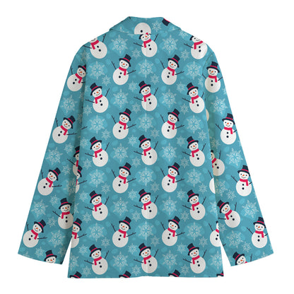 Snowman And Snowflake Pattern Print Women's Blazer