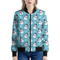 Snowman And Snowflake Pattern Print Women's Bomber Jacket