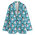 Snowman And Snowflake Pattern Print Women's Cotton Blazer