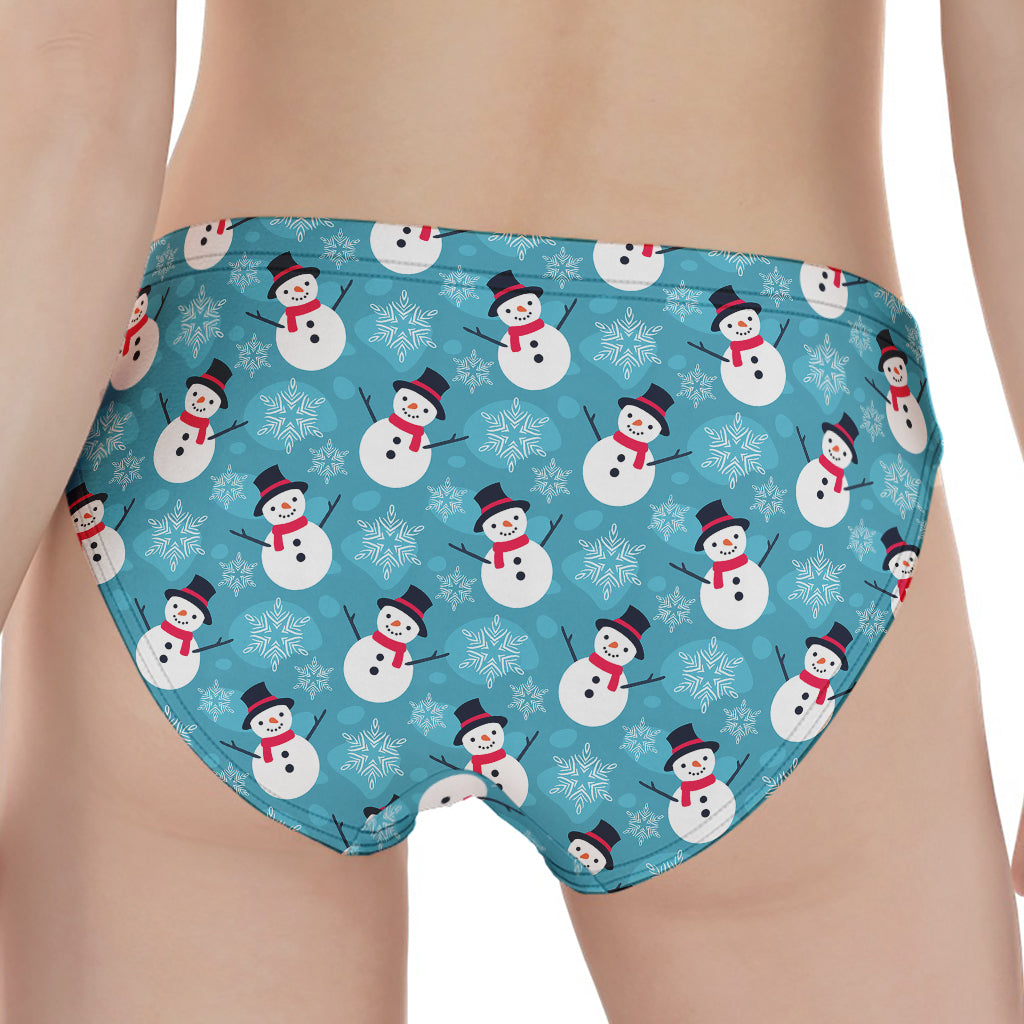 Snowman And Snowflake Pattern Print Women's Panties