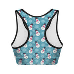 Snowman And Snowflake Pattern Print Women's Sports Bra