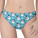 Snowman And Snowflake Pattern Print Women's Thong