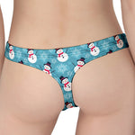 Snowman And Snowflake Pattern Print Women's Thong