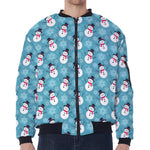 Snowman And Snowflake Pattern Print Zip Sleeve Bomber Jacket