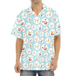 Snowman Emoji Pattern Print Aloha Shirt