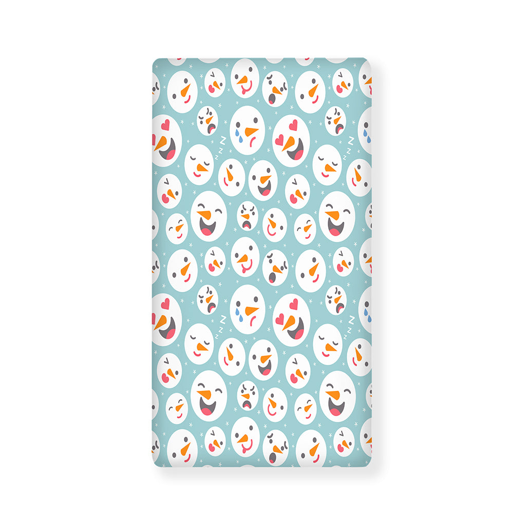 Snowman Emoji Pattern Print Baby Crib Sheet