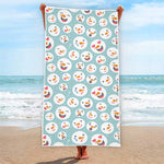 Snowman Emoji Pattern Print Beach Towel