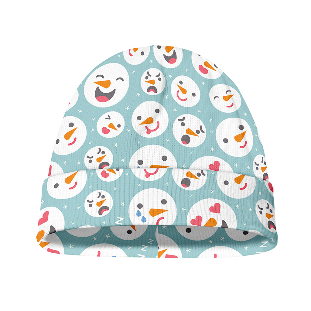 Snowman Emoji Pattern Print Beanie