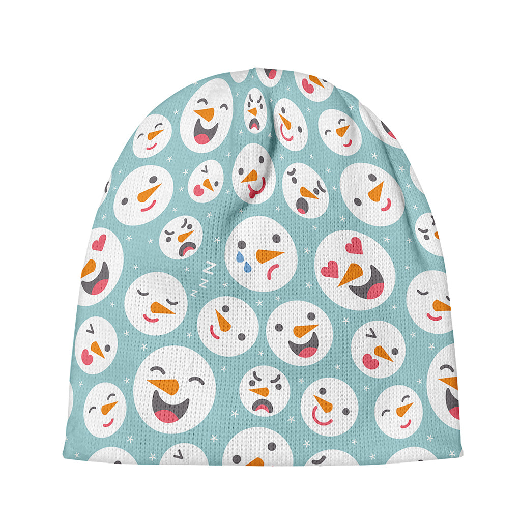Snowman Emoji Pattern Print Beanie