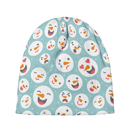 Snowman Emoji Pattern Print Beanie