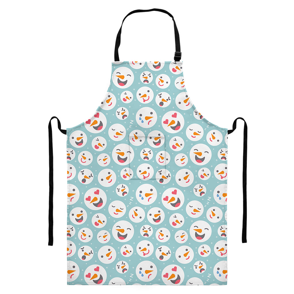Snowman Emoji Pattern Print Bib Apron With Pocket