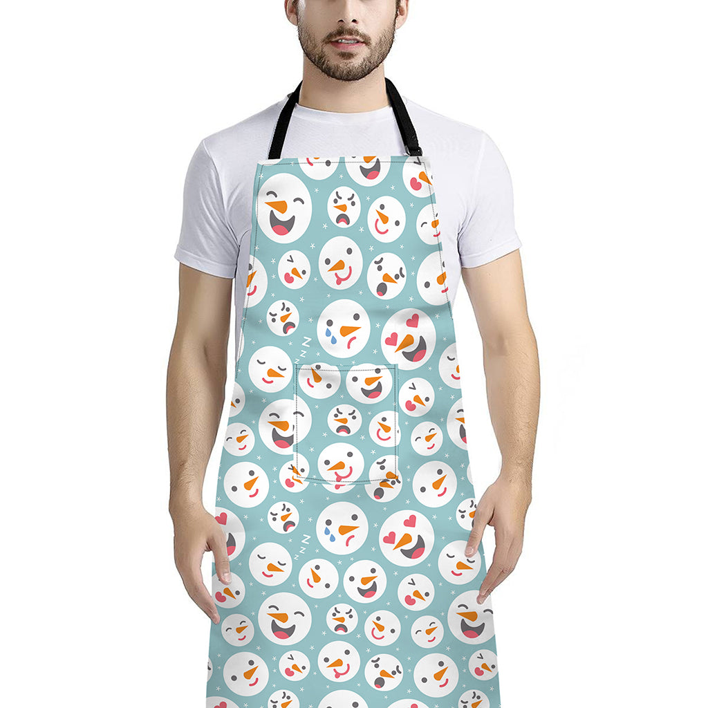 Snowman Emoji Pattern Print Bib Apron With Pocket
