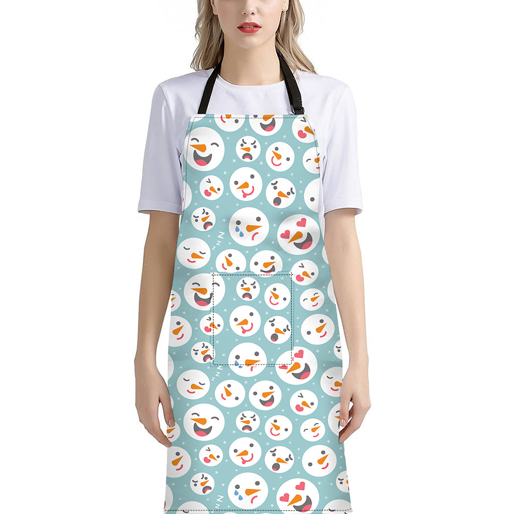 Snowman Emoji Pattern Print Bib Apron With Pocket