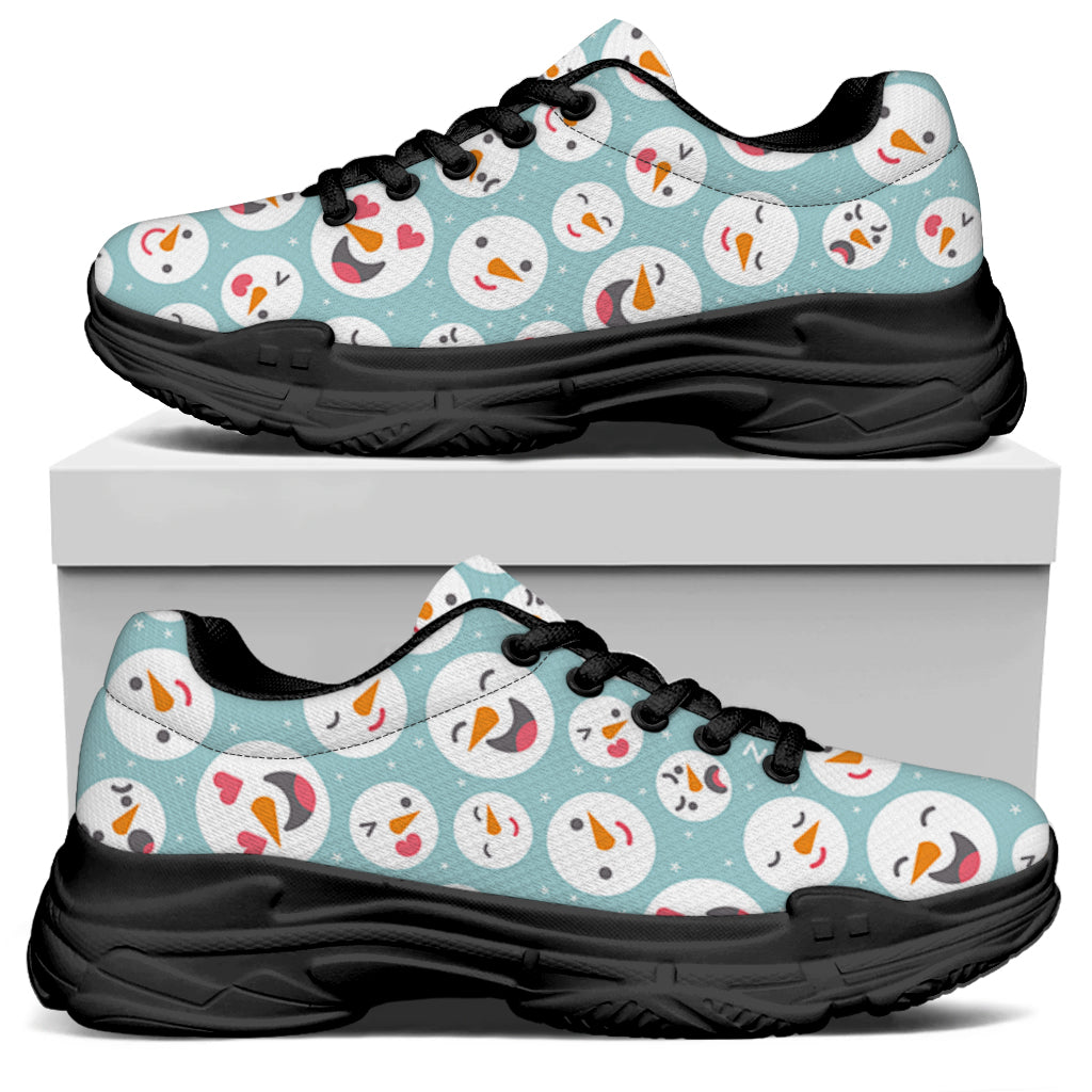 Snowman Emoji Pattern Print Black Chunky Shoes