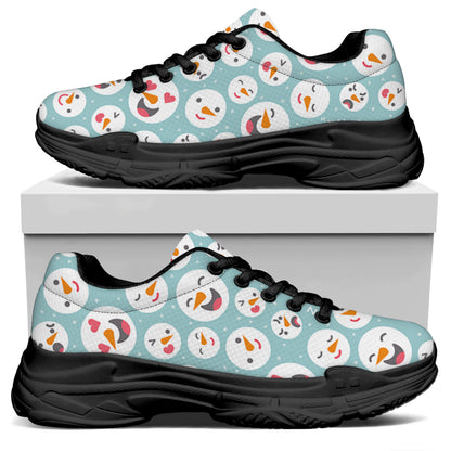 Snowman Emoji Pattern Print Black Chunky Shoes