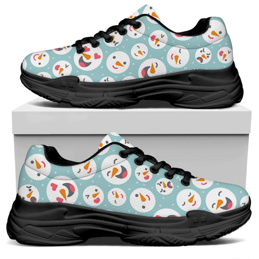 Snowman Emoji Pattern Print Black Chunky Shoes