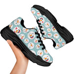 Snowman Emoji Pattern Print Black Chunky Shoes