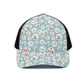Snowman Emoji Pattern Print Black Mesh Trucker Hat