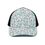 Snowman Emoji Pattern Print Black Mesh Trucker Cap