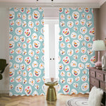 Snowman Emoji Pattern Print Blackout Pencil Pleat Curtains