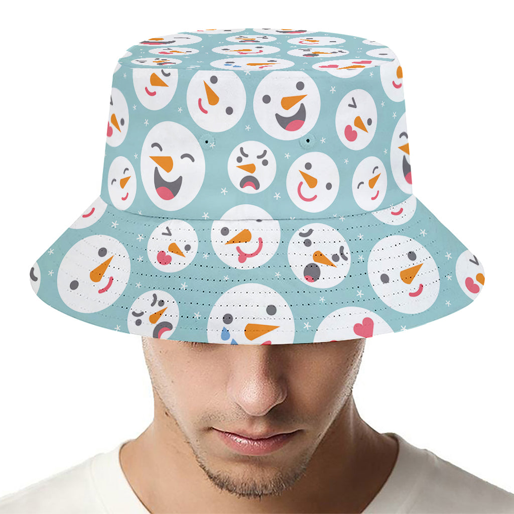 Snowman Emoji Pattern Print Bucket Hat