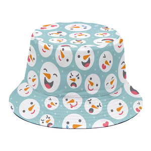 Snowman Emoji Pattern Print Bucket Hat