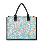 Snowman Emoji Pattern Print Canvas Tote Bag