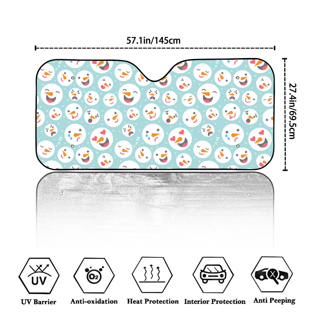 Snowman Emoji Pattern Print Car Windshield Sun Shade