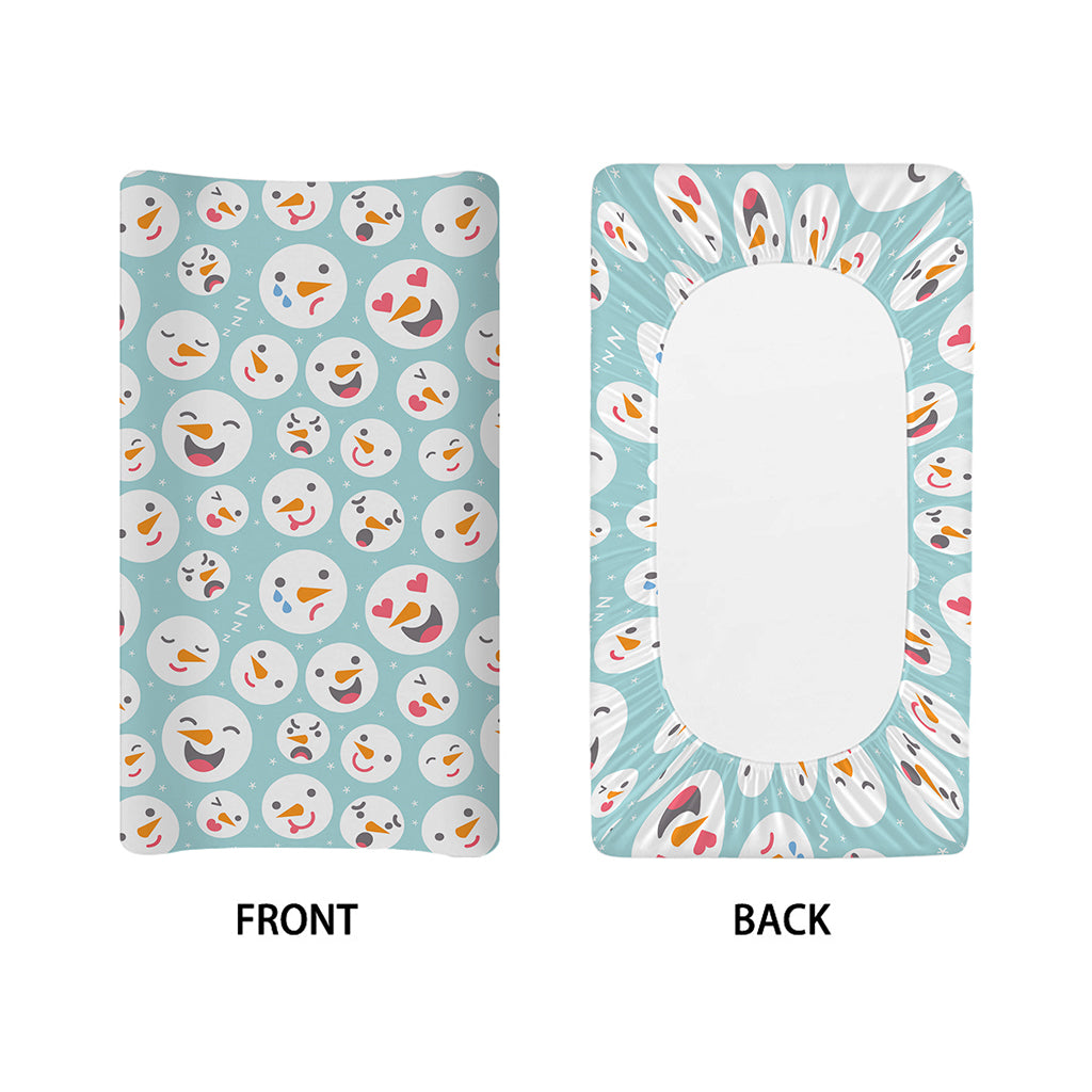 Snowman Emoji Pattern Print Changing Pad Cover