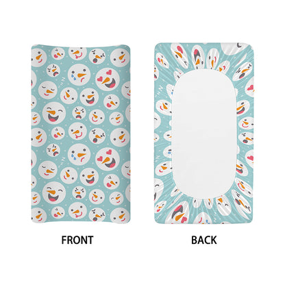 Snowman Emoji Pattern Print Changing Pad Cover