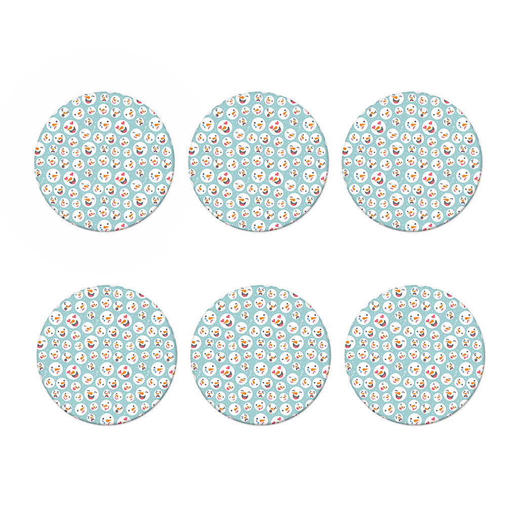 Snowman Emoji Pattern Print Coaster Set