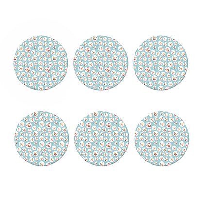 Snowman Emoji Pattern Print Coaster Set