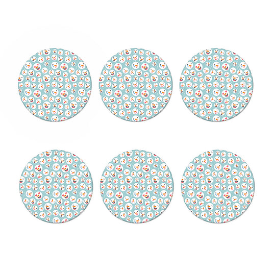 Snowman Emoji Pattern Print Coaster Set