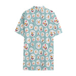Snowman Emoji Pattern Print Cotton Hawaiian Shirt