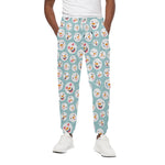 Snowman Emoji Pattern Print Cotton Pants