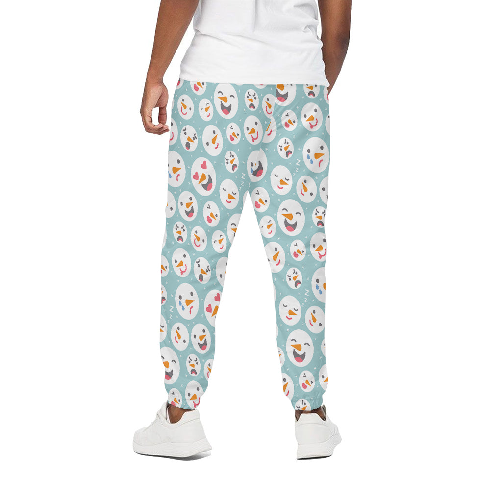 Snowman Emoji Pattern Print Cotton Pants