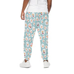 Snowman Emoji Pattern Print Cotton Pants