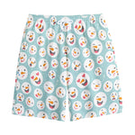 Snowman Emoji Pattern Print Cotton Shorts