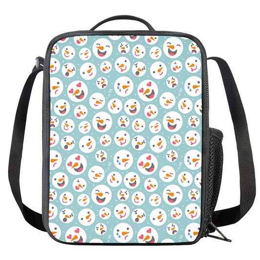 Snowman Emoji Pattern Print Crossbody Lunch Bag