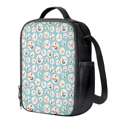 Snowman Emoji Pattern Print Crossbody Lunch Bag